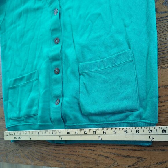 Vintage Elle Macpherson Teal Cardigan Sweater M With Button Front and Pockets - Picture 11 of 15
